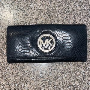 MK black snake skin/suede wallet